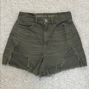 American Eagle Highest Rise Mom Shorts Size 0 Gray Casual Festival BOHO Denim